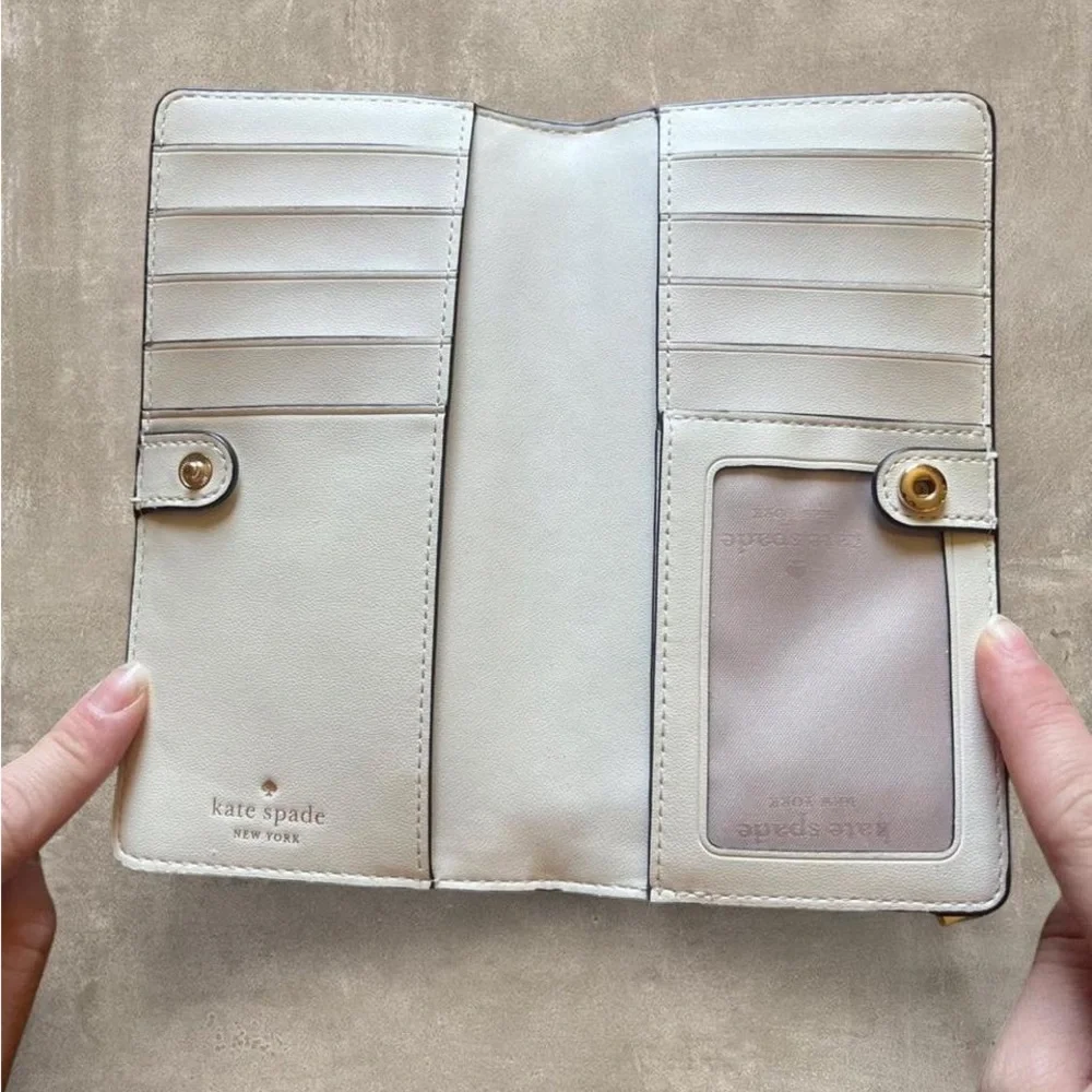 Kate Spade New York Slim Leather Wallet Green Zip Around